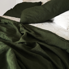 LY-LOG01 bulk wholesale 4pcs 100% french linen stone washed bed sheets duvet cover set