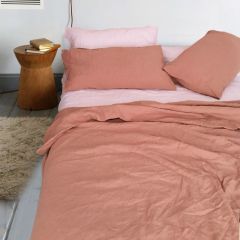 LY-LP01 Terracotta luxury pure french flax linen stone washed bedding