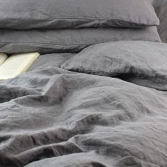 Grey Color Stone washed flax linen bedding set /Vintage washed sheet set