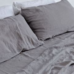 Grey Color Stone washed flax linen bedding set /Vintage washed sheet set