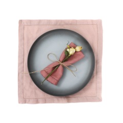 Wholesale 1cm hem Dinner Restaurant Monogram White Red Pink Linen Fabric Table Napkin