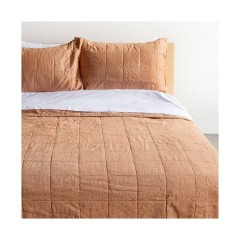 Bamboo cotton linen quilt set 100% linen fabric duvet microfiber filling comforter softened linen quilt sofa blanket