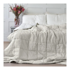 Bamboo cotton linen quilt set 100% linen fabric duvet microfiber filling comforter softened linen quilt sofa blanket