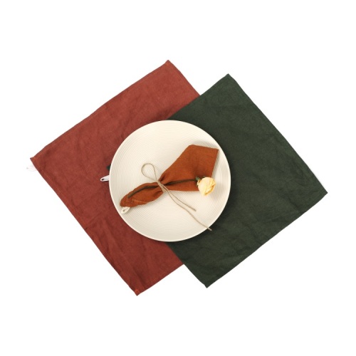 Wholesale 1cm hem Dinner Restaurant Monogram White Red Pink Linen Fabric Table Napkin