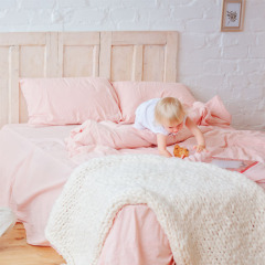 wholesale customization pink flax french linen stone washed 100% linen duvet cover sets bed linen bed sheet bedding set