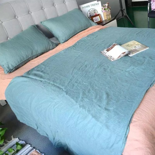 Luxury nature solid color linen sheet pillowcase and duvet cover sets bed sheets pillowcases 4pcs
