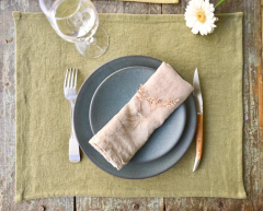 Wholesale Dinner Restaurant Hemstitch Handkerchief Cloth Embroider Monogram White Red Pink Linen Fabric Table Napkin