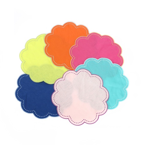 Dinner Restaurant Hemstitch Handkerchief Cloth Embroider Monogram White Colorful Linen Fabric Table Napkin