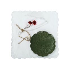 Wholesale Dinner Restaurant Hemstitch Handkerchief Cloth Embroider Monogram White Red Pink Linen Fabric Table Napkin