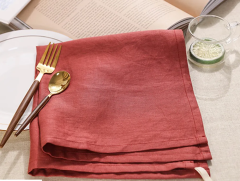 Wholesale Dinner Restaurant Hemstitch Handkerchief Cloth Embroider Monogram White Red Pink Linen Fabric Table Napkin