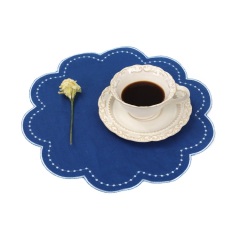 Dinner Restaurant Hemstitch Handkerchief Cloth Embroider Monogram White Colorful Linen Fabric Table Napkin