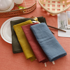 Wholesale Dinner Restaurant Hemstitch Handkerchief Cloth Embroider Monogram White Red Pink Linen Fabric Table Napkin