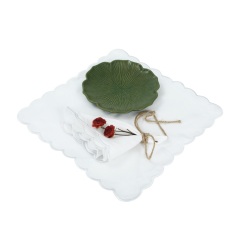 Wholesale Dinner Restaurant Hemstitch Handkerchief Cloth Embroider Monogram White Red Pink Linen Fabric Table Napkin