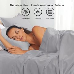 Light Grey bamboo cotton Sheets Set , Soft Cool ， Durable Natural Organic Bed Sheets