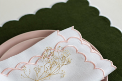 100% French Linen Tables Napkins With Embroidery flax linen napkins