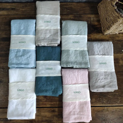 100% French Linen Tables Napkins With Embroidery flax linen napkins