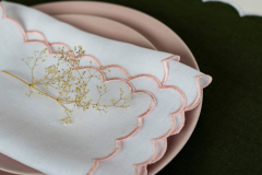 100% French Linen Tables Napkins With Embroidery flax linen napkins