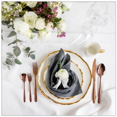 Wholesale hand embroidery napkin 100% French linen tables napkins scalloped linen napkins for wedding