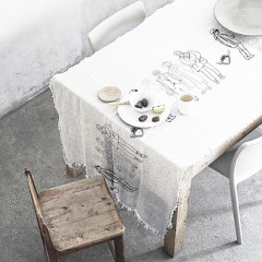 HOT Selling Wholesale Customized Embroidery 100% French Natural Flax Linen Tablecloth