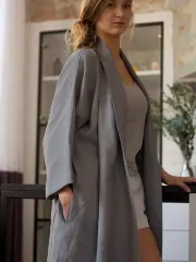 sustainable linen robe bathrobe 100% linen women sleep robe organic women linen bath robe kimono Sleepwear 100% FLax