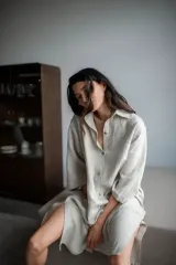 sustainable linen robe bathrobe 100% linen women sleep robe organic women linen bath robe kimono Sleepwear 100% FLax