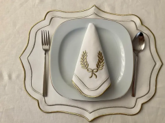 Wholesale Custom Embroidery Hemstitch Plain Table Napkin White Nature French Flax Wedding Linen Napkins for Restaurant