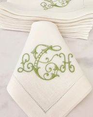 Wholesale Custom Embroidery Hemstitch Plain Table Napkin White Nature French Flax Wedding Linen Napkins for Restaurant