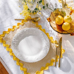 HOT Selling Factory Custom Wholesale Wavy Placemats 100% French Natural Flax Linen Napkins