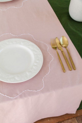 Factory Custom Style Wholesale Soild Simple Embroidery 100% Linen Table Runner