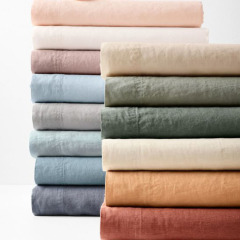 Linen Full Sheets Set 100% Stonewashed French Linen Bed Sheets 4 Pieces Natural Flax Bedding Set
