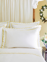 French Pure 100% Linen Scallop Edge Pillowcase Modern Decorative Pillow Ruffles Scallop Edge Cushion