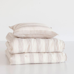 yarn-dyed Flax Linen supplier Bedding Sets Stripe duvet sheet percale bedding linen duvet cover&sheet set