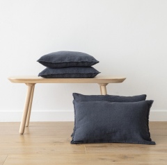 OEM Wholesale 100% Linen Fabric Custom Home Wedding Bed Linen White Rough Edge Pillowcase In Bulk Queen Size