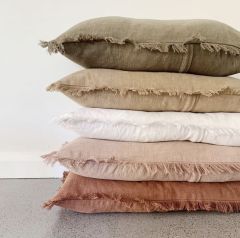 OEM Wholesale 100% Linen Fabric Custom Home Wedding Bed Linen White Rough Edge Pillowcase In Bulk Queen Size