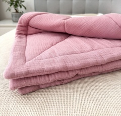 Custom GOTS Plain Color Kids Quilt Blanket Super Soft Baby Cotton Comfort Blanket Baby Blanket