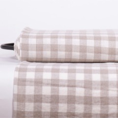 Checked pure white beige gingham chessboard linen, 90-400 GSM, softened fabric by the yard, linen fabric