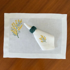 Custom Embroidered Cloth Napkins White Linen Embroidery Napkin with Logo for Wedding