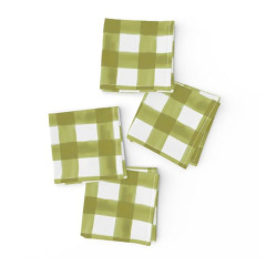 Wholesale Customized Wedding Hotel OEKO TEX Green Yellow Gingham Pure Linen Napkin