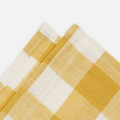 Wholesale Customized Wedding Hotel OEKO TEX Green Yellow Gingham Pure Linen Napkin