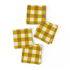 Wholesale Customized Wedding Hotel OEKO TEX Green Yellow Gingham Pure Linen Napkin