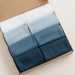 Personalised Custom Blue Cloth Embroidered Hemstitch Linen Napkins for Wedding with Logo