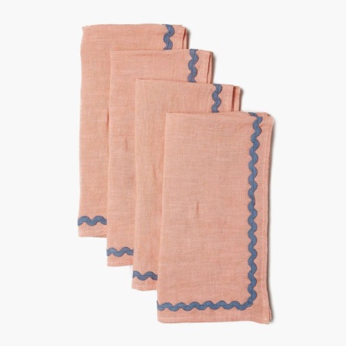 Wholesale Customized Tropical Peach Pure Flax Linen Wavy Napkin