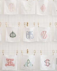 100% Linen Personalized Cloth Embroidered Monogrammed Raw Edge Cocktail Napkins