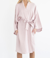 OEKO-TEX soft breathable pink 100% flax linen x 170gsm organic robes for women