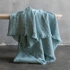 Organic Oeko 100 stone washed double layers 100% pure french linen blanket linen throws with fringe