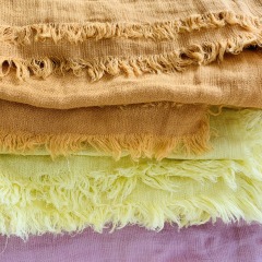 Hot sell High Quality French Flax Throw Blanket Bed Cover Fringed 100% Linen throws Heavy Linen Blankets