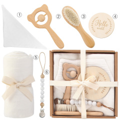 Organic Cotton Infant Wrap Newborn Shower Gift Set Soft Bamboo Cotton Baby Muslin Swaddle Blanket Set