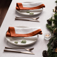 Dinner Restaurant Hemstitch Handkerchief Cloth White Linen Fabric Table Napkin