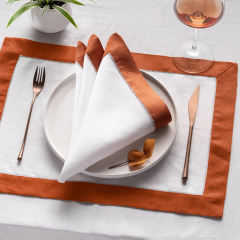 Dinner Restaurant Hemstitch Handkerchief Cloth White Linen Fabric Table Napkin