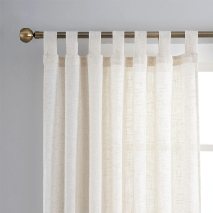 Linen Beige Curtains 84 Inches Long for Living Room Rod Pocket Back Tab Light Filtering Window Drapes Rope